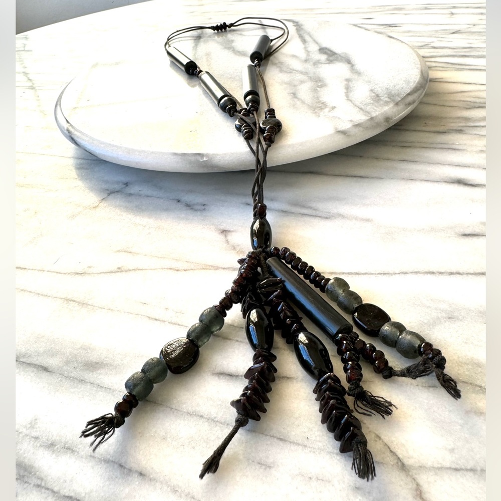 Black Boho Beaded Necklace